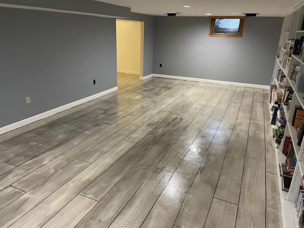 Epoxy Floor Wood Floor Look | Basement